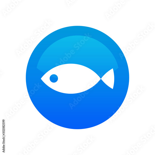 Fish icon - Vector round em...