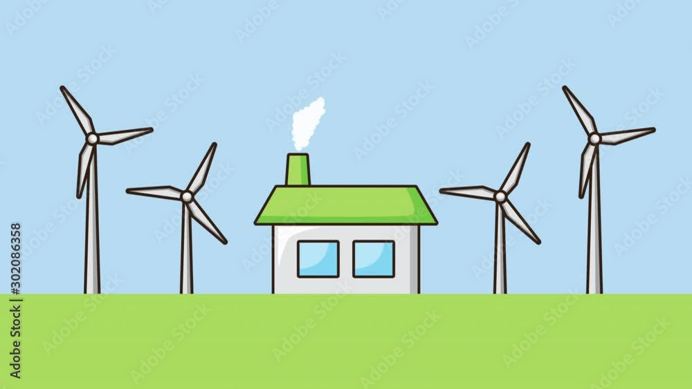 eco friendly environmental animation with energy production