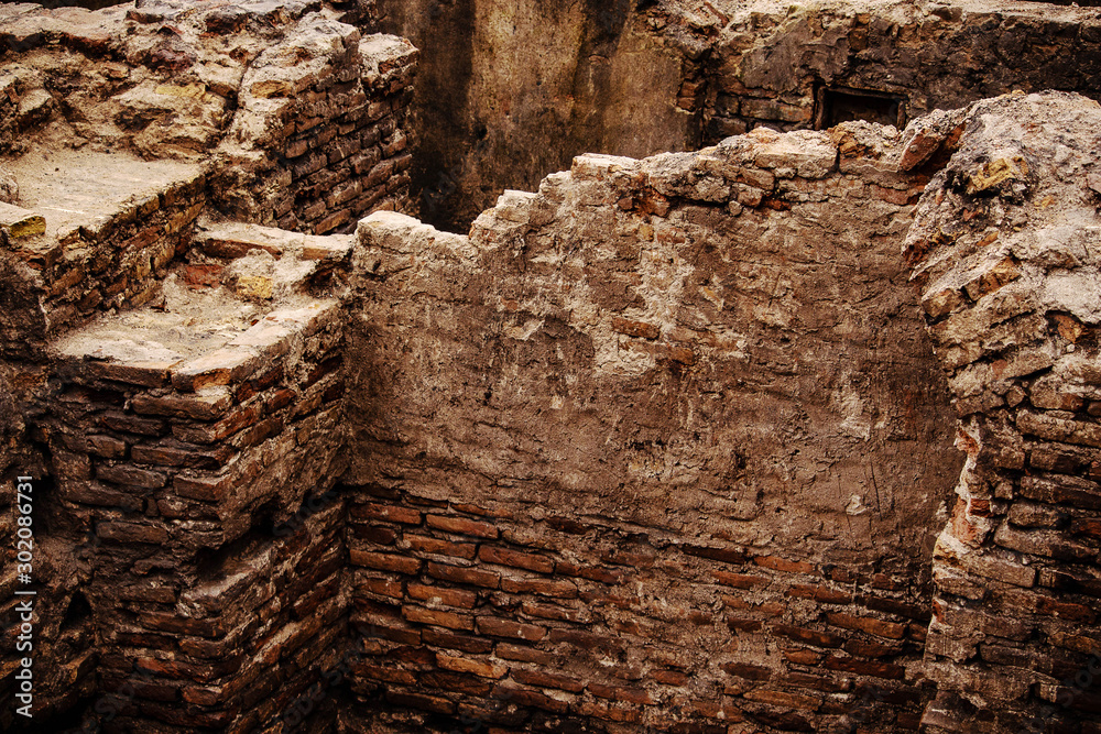 Old aged ruins of brick building ancient underground city Old aged ruins of brick building ancient underground city