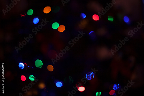 Defocused colored Christmas lights