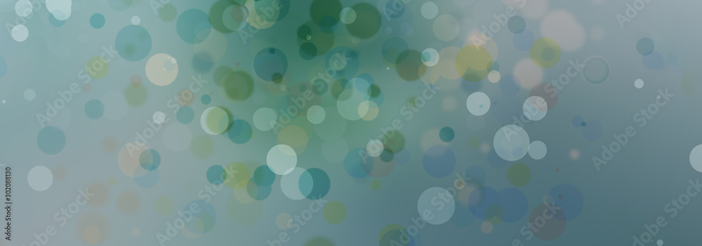 Bokeh banner, shades of blue and green, can fit for headers with text