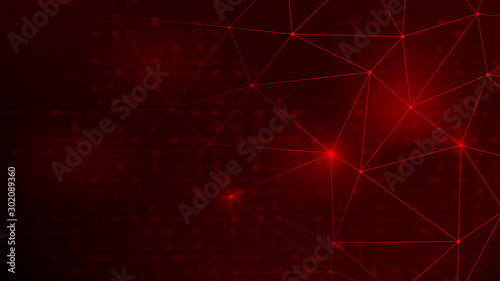 Abstract Technology Binary Code Dark Red Background. Cyber Attack Concept
