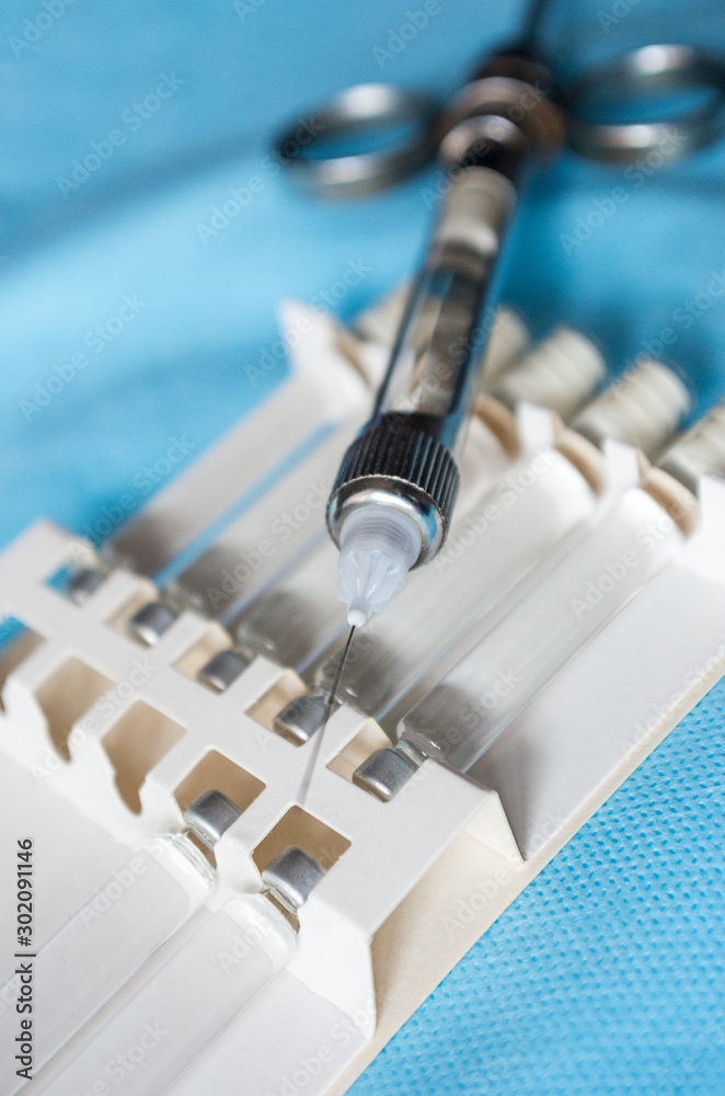 dental syringe and carpules with dental anesthesia, lidocaine articaine