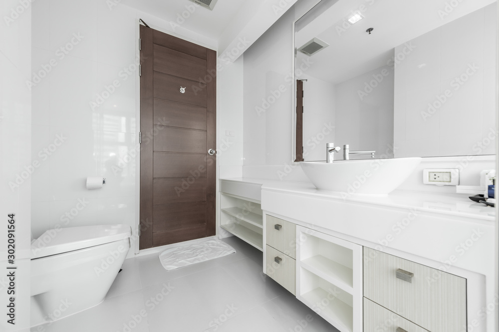 Beautiful Large Bathroom.White toilet bowl Beautiful Large Bathroom.White toilet bowl