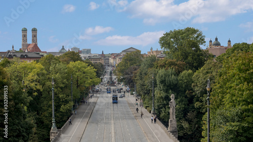 Panorama of famous street "Maximilanstrasse" in Munich Germany