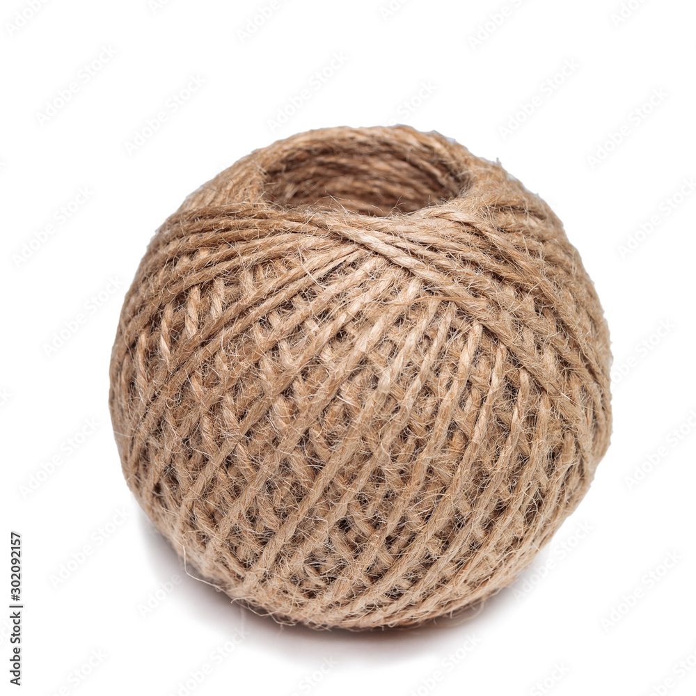 a coil of rope isolated on a white background, wound the twine into a ball a coil of rope isolated on a white background, wound the twine into a ball