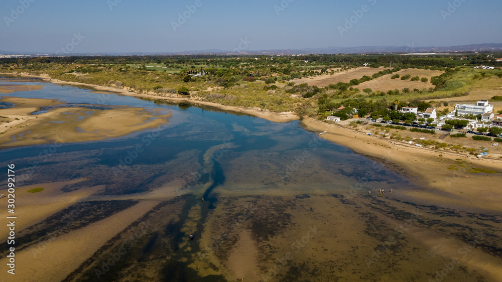 Aerial. View from the sky of the beach of Fabrica Cancela Velha, Vila Real Santo Antonio. Portugal Algarve Aerial. View from the sky of the beach of Fabrica Cancela Velha, Vila Real Santo Antonio. Portugal Algarve