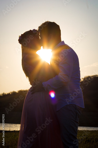 Couple in backlight
