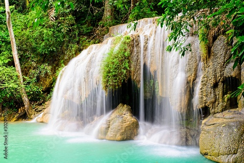 Beautiful  Erawan Waterfall in Thailand