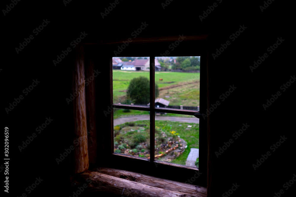 View from the window. Focus in the foreground. View from the window. Focus in the foreground.