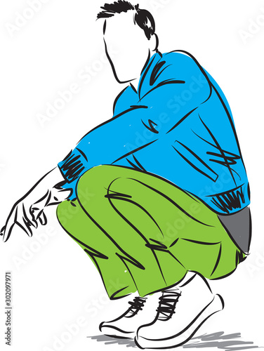 man resting and posing vector illustration