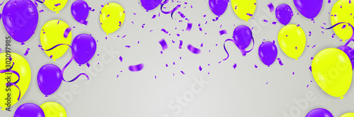 Colorful confetti Celebration carnival ribbons and Happy Birthday balloons Colorful celebration background