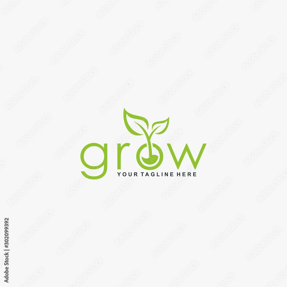 Letter grow logo design vector. Leaf tree abstract design. Natural organic logo design. Letter grow logo design vector. Leaf tree abstract design. Natural organic logo design.
