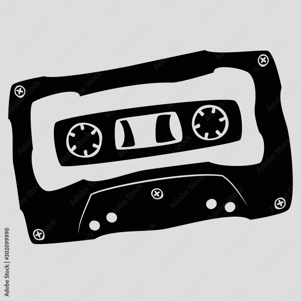 Abstract vector audio cassette. Tape retro music. Old School 8090s