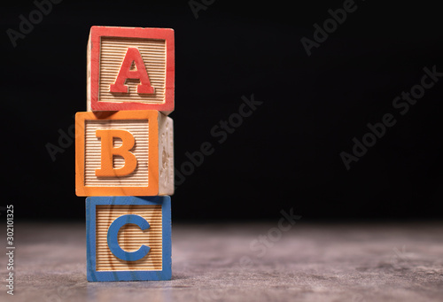 A, B and C wooden blocks