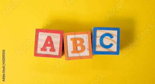 A, B and C wooden blocks photo