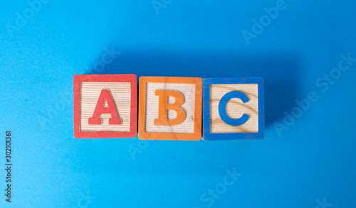 A, B and C wooden blocks