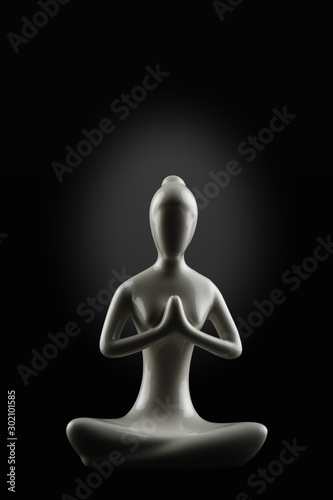 yoga and meditation isolated on black background