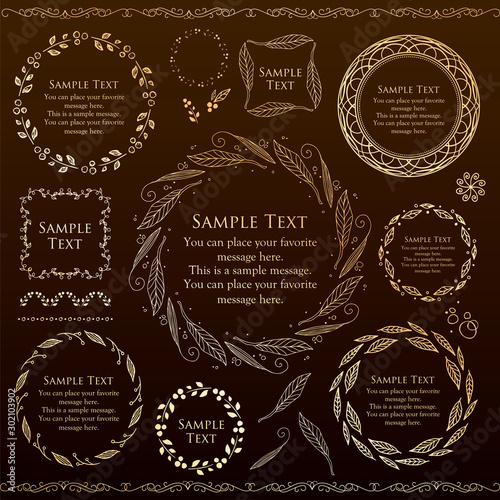  Floral frame design, romantic and curly design material, Easter decoration