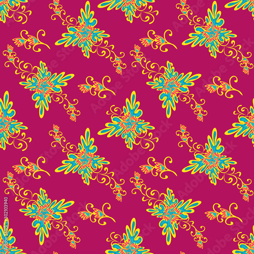 colorful abstract flowers on a white background seamless pattern illustration