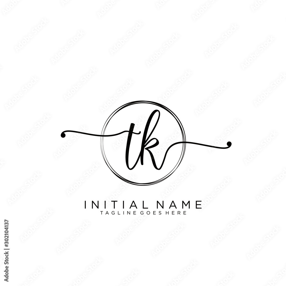 TK Initial handwriting logo with circle template vector. TK Initial handwriting logo with circle template vector.