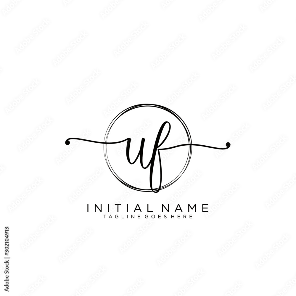 UF Initial handwriting logo with circle template vector. UF Initial handwriting logo with circle template vector.