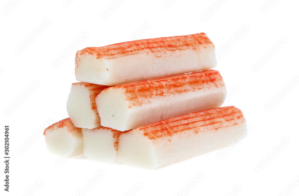 crab sticks group isolated on white background crab sticks group isolated on white background