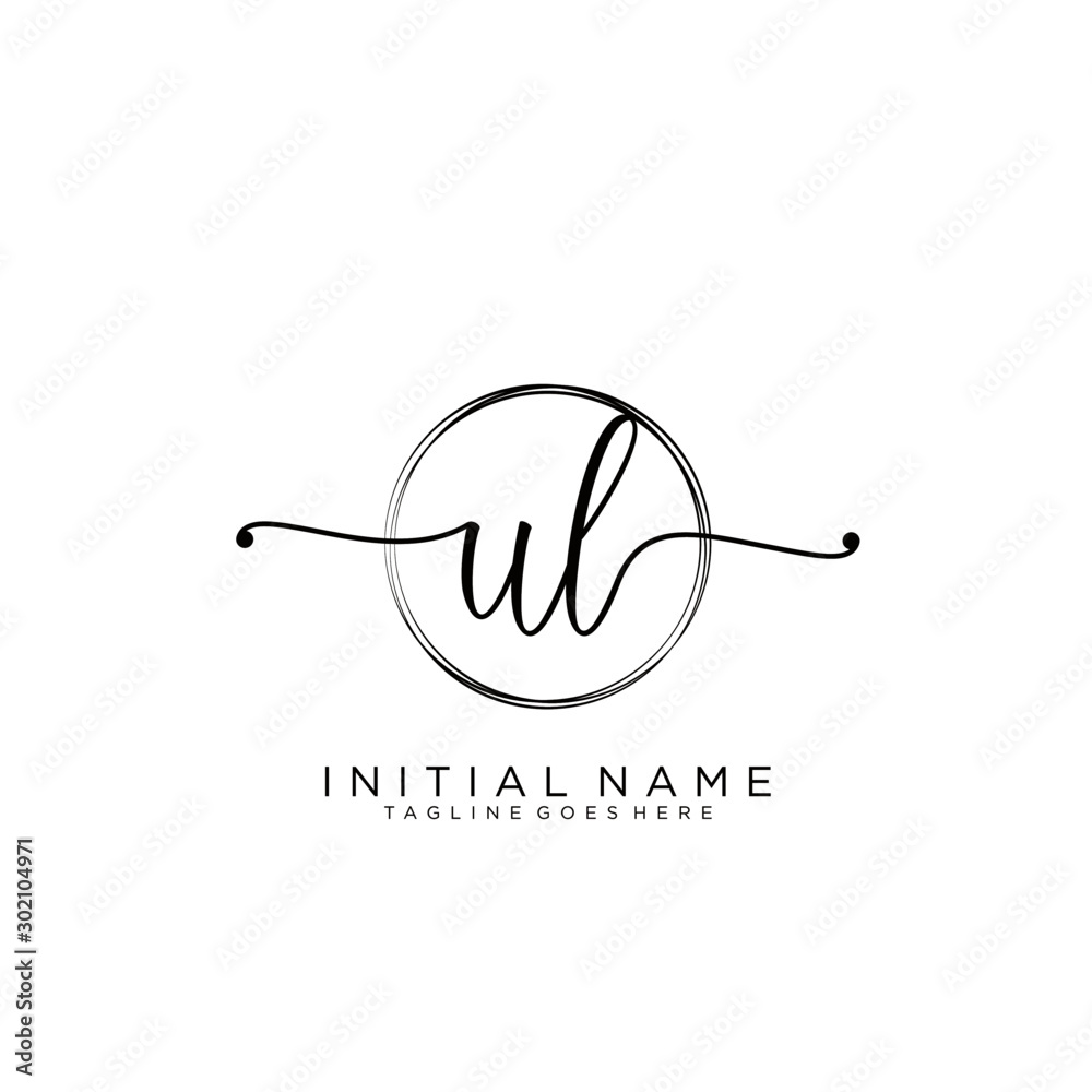 UL Initial handwriting logo with circle template vector. UL Initial handwriting logo with circle template vector.
