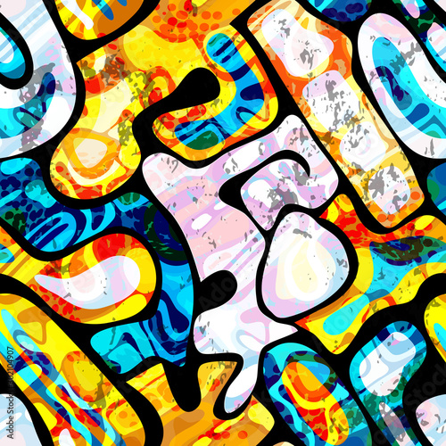bright graffiti geometric seamless pattern grunge effect