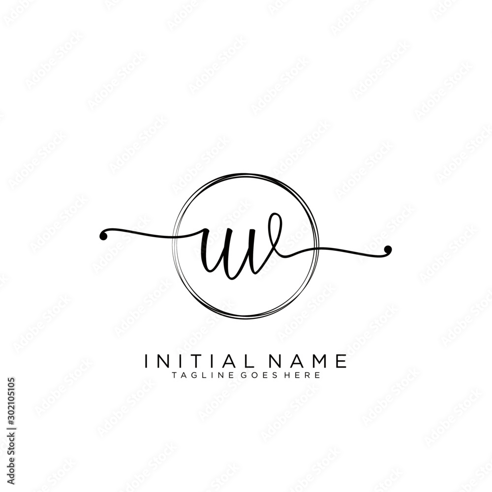 UV Initial handwriting logo with circle template vector. UV Initial handwriting logo with circle template vector.