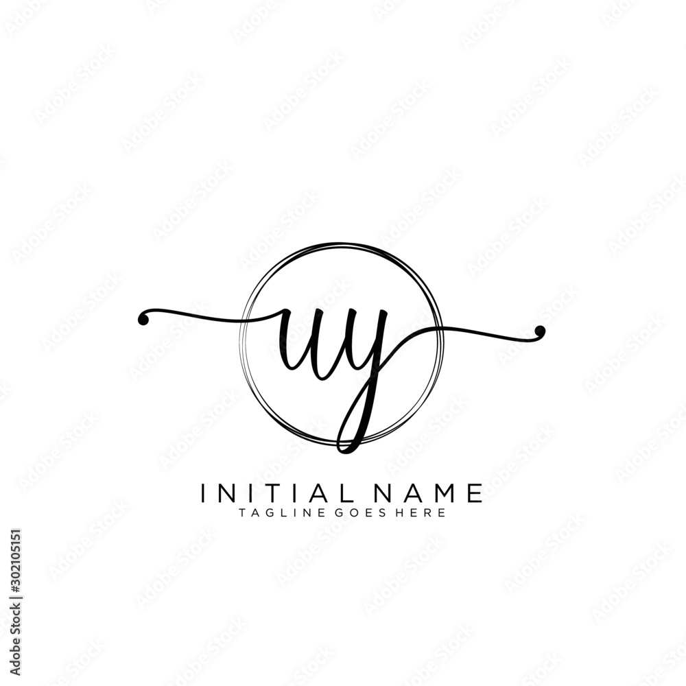 UY Initial handwriting logo with circle template vector. UY Initial handwriting logo with circle template vector.