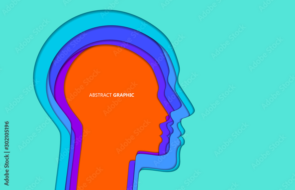 The head graphic design of paper-cut and hollow style,Vector illustration. The head graphic design of paper-cut and hollow style,Vector illustration.