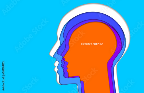 The head graphic design of paper-cut and hollow style,Vector illustration.