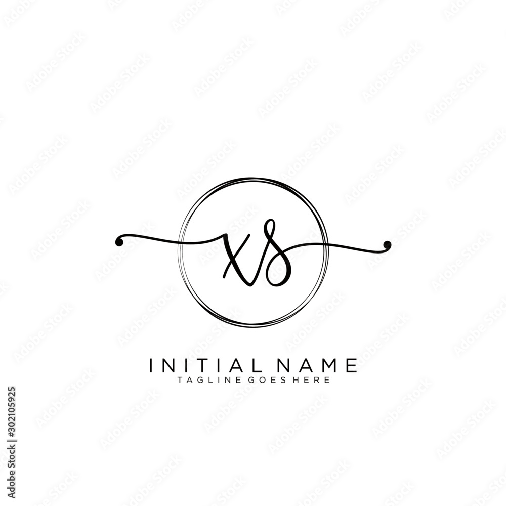 XS Initial handwriting logo with circle template vector. XS Initial handwriting logo with circle template vector.
