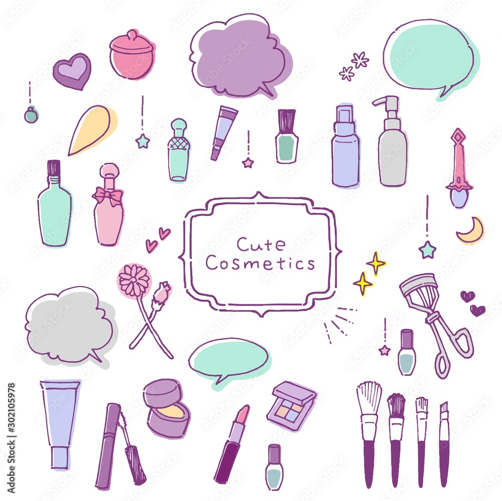 手書き風 可愛いコスメのイラスト Stock Vector Adobe Stock