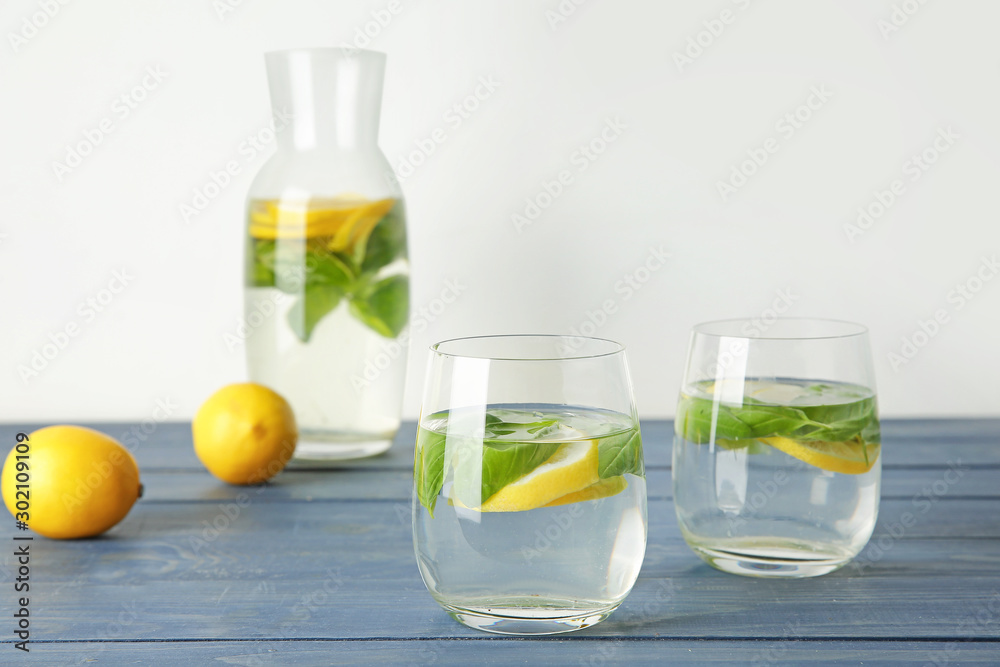 Glasses of fresh lemonade on table Glasses of fresh lemonade on table