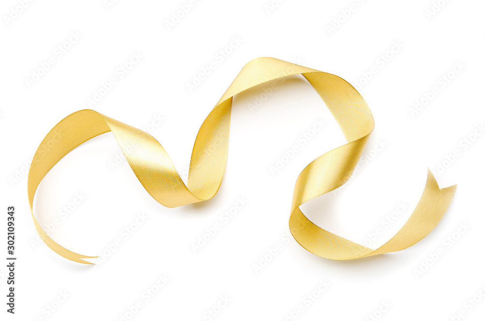 Beautiful golden ribbon on white background Beautiful golden ribbon on white background