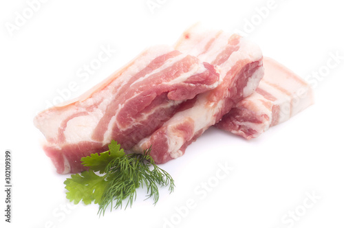 Pork belly on a white background