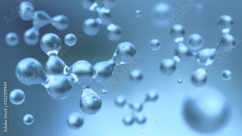 Glossy molecule or atom clean structure background for science,chemistry and biotechnology,Abstract background,3d rendering. photo