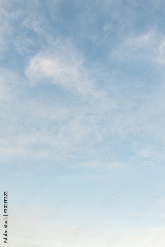 Blue sky background with white clouds, high clouds. Altostratus, Cirrocumulus, Cirrus.