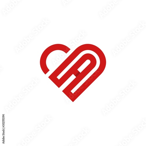 Letter A Love Outline Creative Abstract Modern Icon Logo Design Template Element Vector