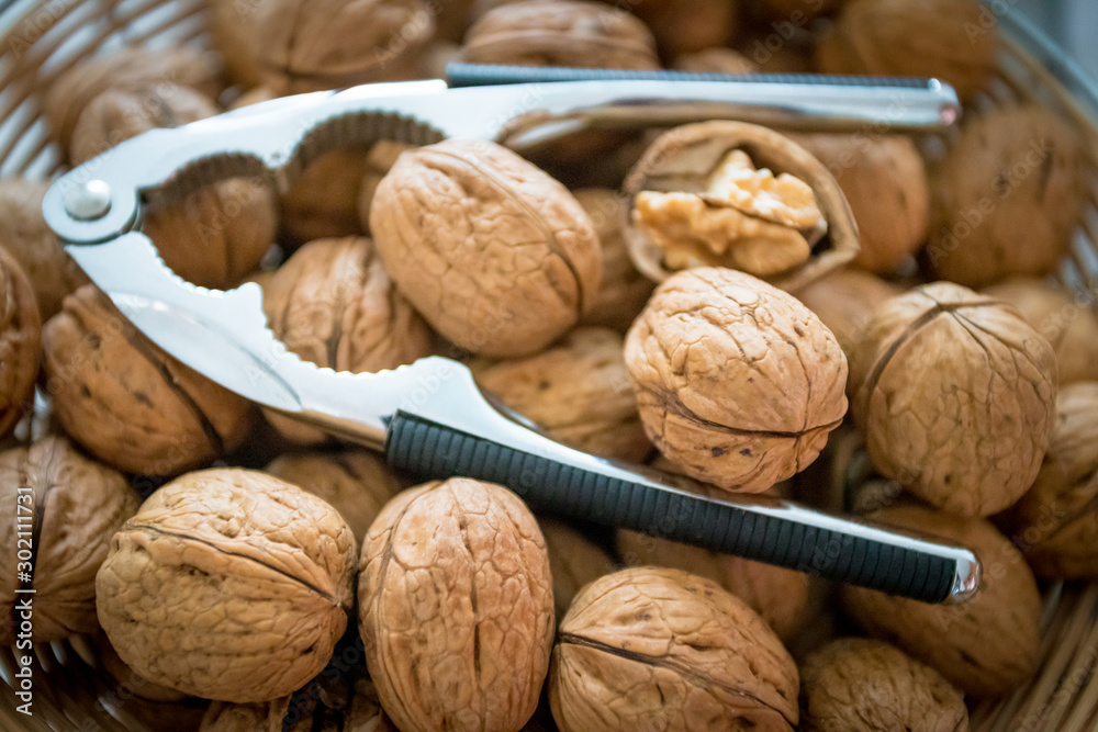 Background of fresh walnuts. Natural walnut background Background of fresh walnuts. Natural walnut background