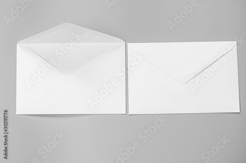 White business envelopes. set of letters envelopes isolated on black background