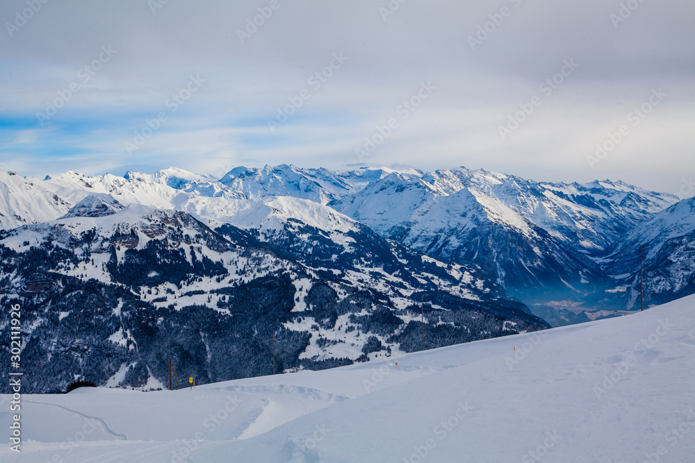 beautiful mountains and sky in winter