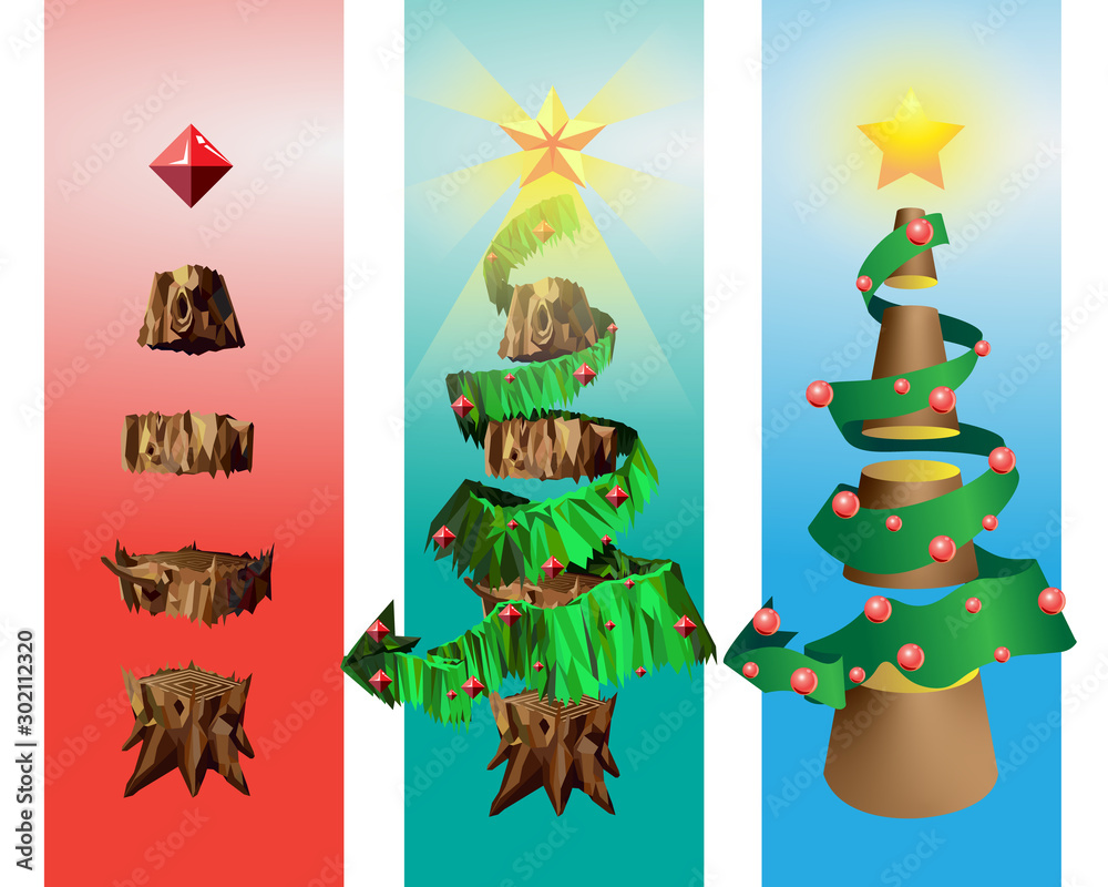 Fototapeta premium set of christmas tree