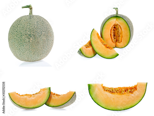 collection of 4 cantaloupe melon images