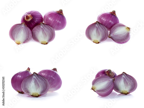 set of red onion isolated on the white background