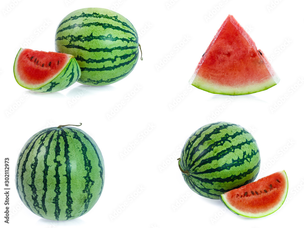set of watarmelon on white background set of watarmelon on white background