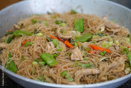 Closeup of Pancit Bihon Rice noodles Filipino Cuisine photo