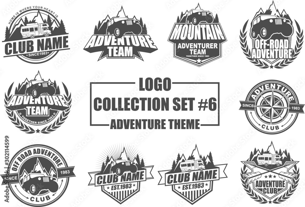 Vector Badge Logo Collection Set with Adventure Theme Vector Badge Logo Collection Set with Adventure Theme